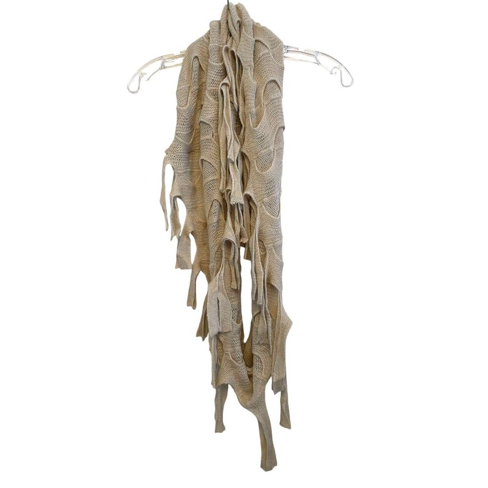 Shihreen Fringe Braided Infinity Knit Scarf Cream Boho Y2K Cyberpunk Funky Arty‎